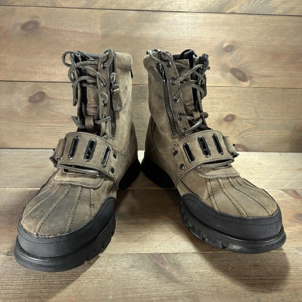 polo ralph lauren andres III mens size 9 shoes brown leather lace up combat boot